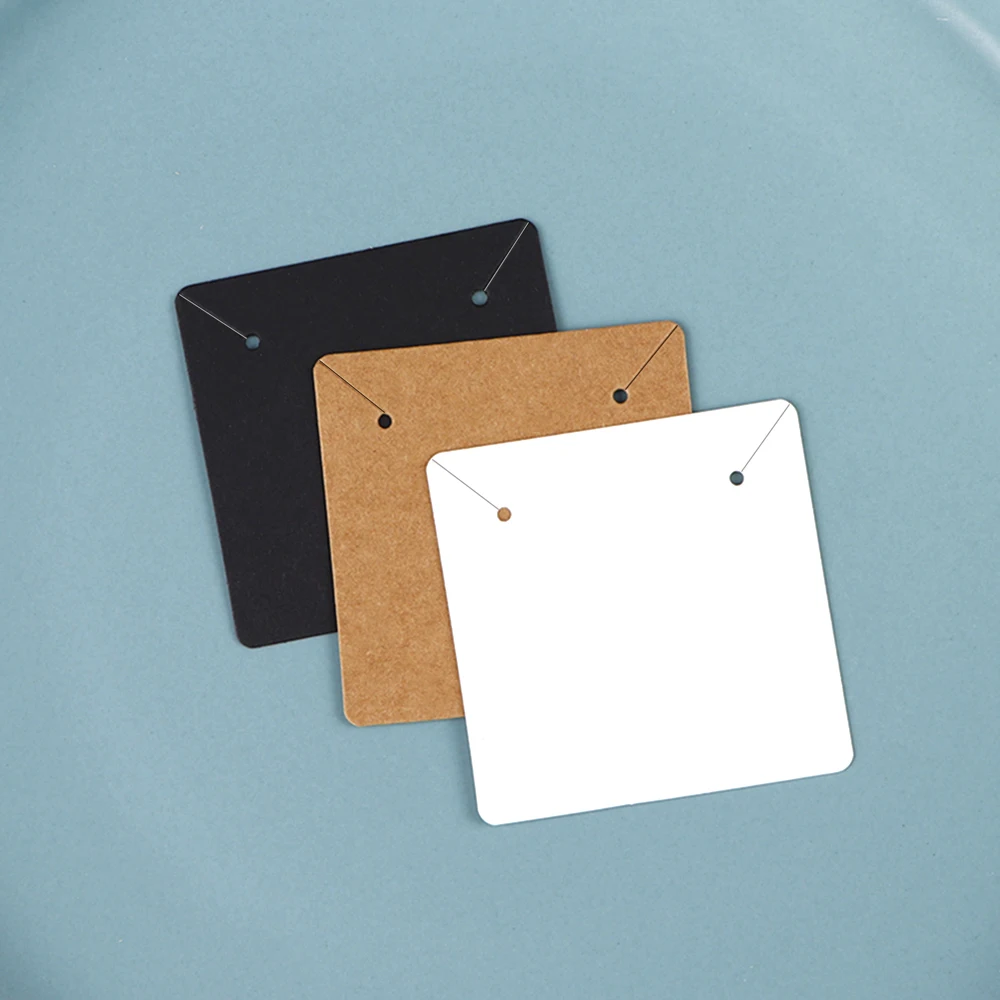 50PCS 5x5cm Blank Kraft Paper Jewelry Display Necklace Cards Hang Favor Label Tag For Jewelry Making Diy Accessories Wholesale