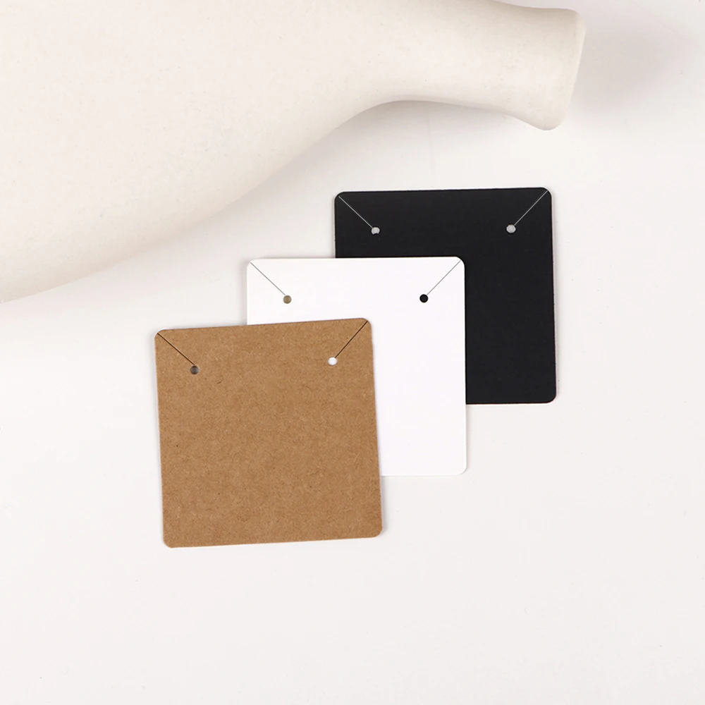 50PCS 5x5cm Blank Kraft Paper Jewelry Display Necklace Cards Hang Favor Label Tag For Jewelry Making Diy Accessories Wholesale