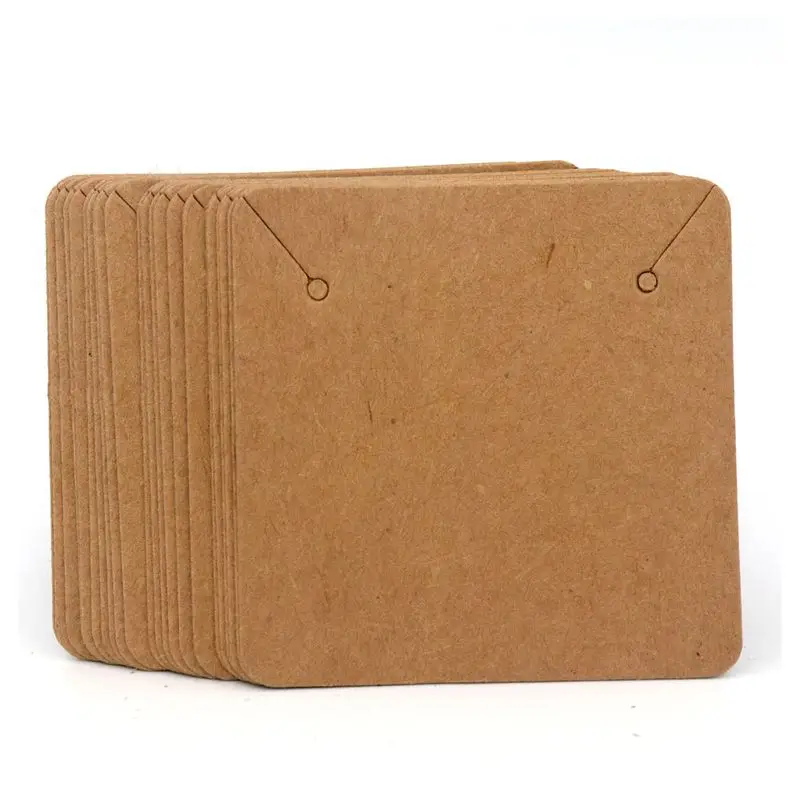 50PCS 5x5cm Blank Kraft Paper Jewelry Display Necklace Cards Hang Favor Label Tag For Jewelry Making Diy Accessories Wholesale