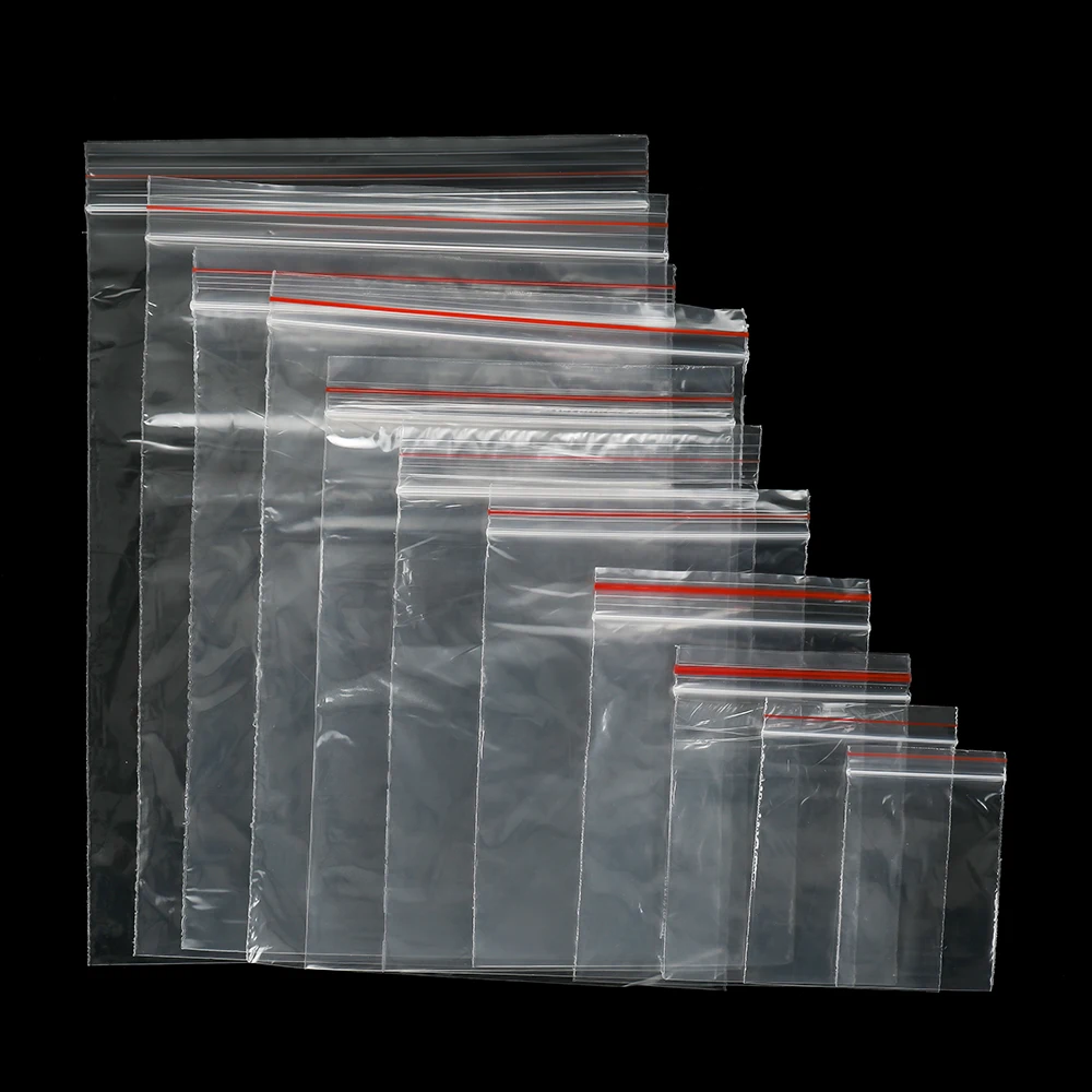 100Pcs/Lot Transparent Ziplock Plastic Bag for Jewelry Beads Bracelets Storage Small Business Packaging Supplies Accessories