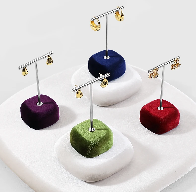 Yinbeini Velvet Earrings Ear Stud Display Stand Jewelry Accessories Storage Organizer Ring Showcase Props TB011