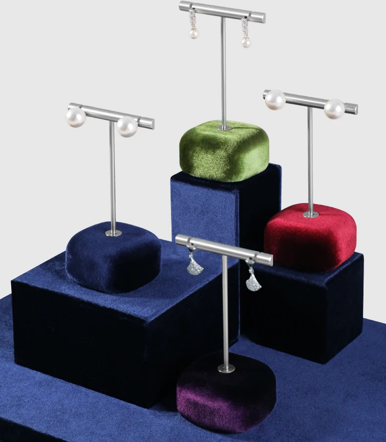 Yinbeini Velvet Earrings Ear Stud Display Stand Jewelry Accessories Storage Organizer Ring Showcase Props TB011