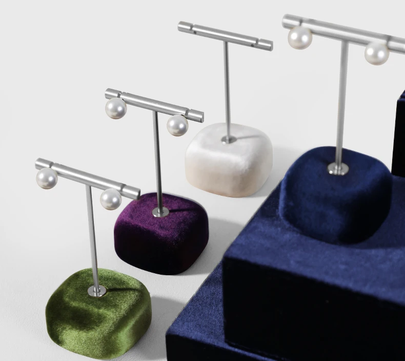 Yinbeini Velvet Earrings Ear Stud Display Stand Jewelry Accessories Storage Organizer Ring Showcase Props TB011