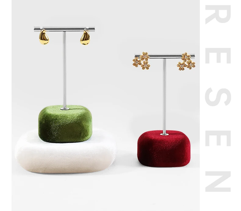 Yinbeini Velvet Earrings Ear Stud Display Stand Jewelry Accessories Storage Organizer Ring Showcase Props TB011