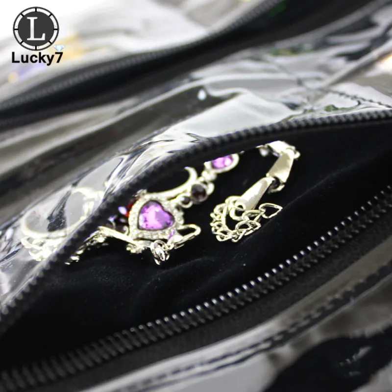 Portable Zipper Velvet Jewelry Roll Storage Bag Ring Pouch Pendant Necklace Folding Travel Organizer Earrings Bag