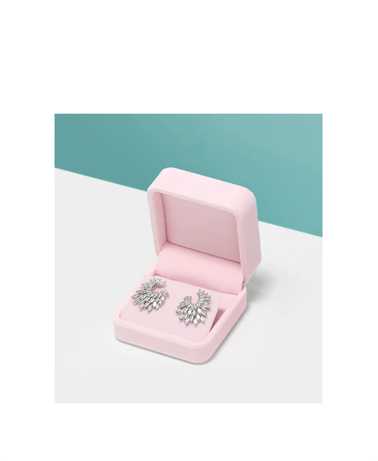 Oirlv Velvet Ring Box Pink Earring Jewelry Box Necklace Bracelet Storage Case Jewelry Gift Box for Wedding Jewelry Organizer Box