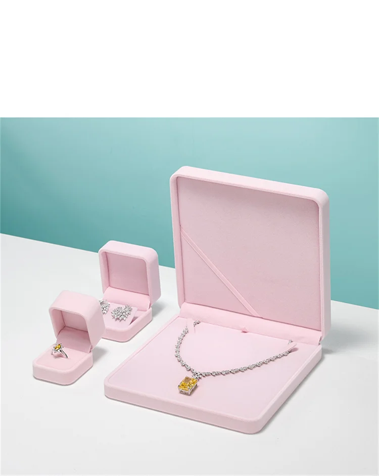 Oirlv Velvet Ring Box Pink Earring Jewelry Box Necklace Bracelet Storage Case Jewelry Gift Box for Wedding Jewelry Organizer Box