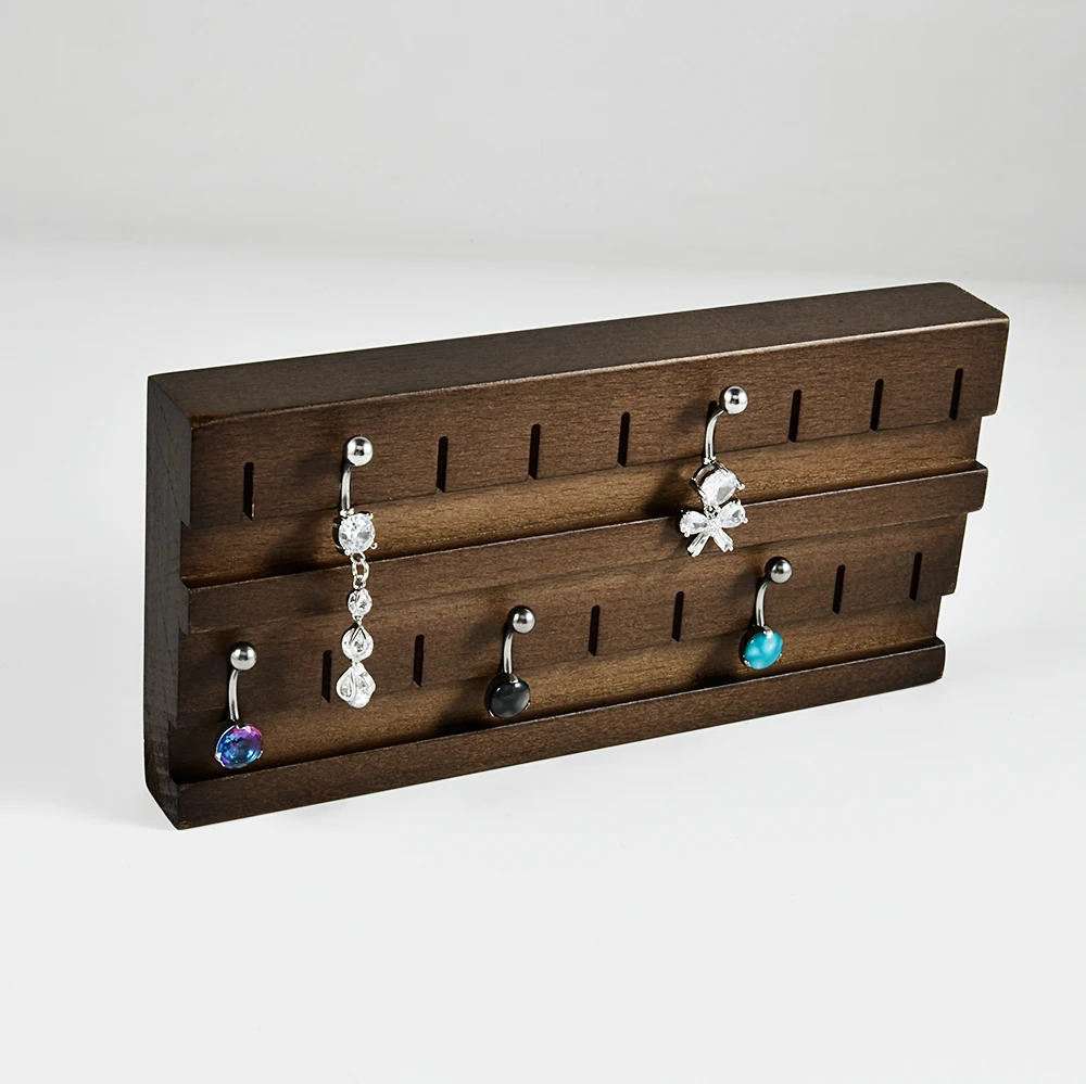 1PC Wood Piercing Jewelry Display Flower Heart Shape Cases Stand Earring Belly Lip Tongue Body Piercing Jewelry Solid Wood Stand