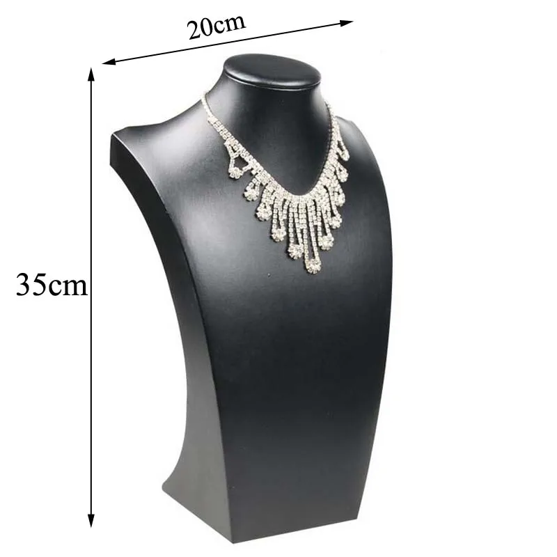 New Design Black PU Leather Jewelry Necklace Stand Pendants Display Bust Choker Holder Jewellery Rack Show 3 Options Model
