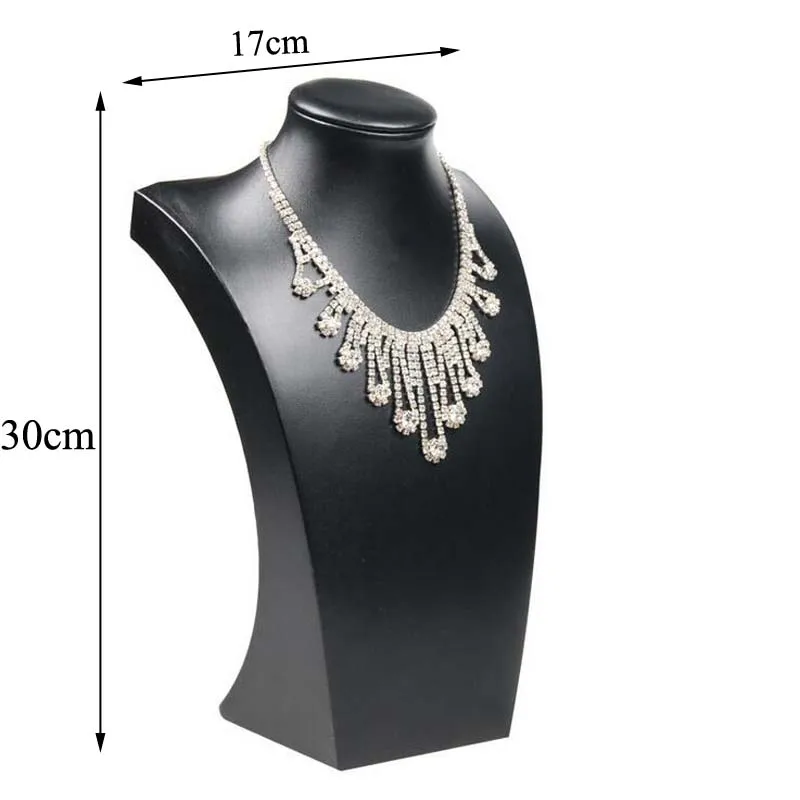 New Design Black PU Leather Jewelry Necklace Stand Pendants Display Bust Choker Holder Jewellery Rack Show 3 Options Model
