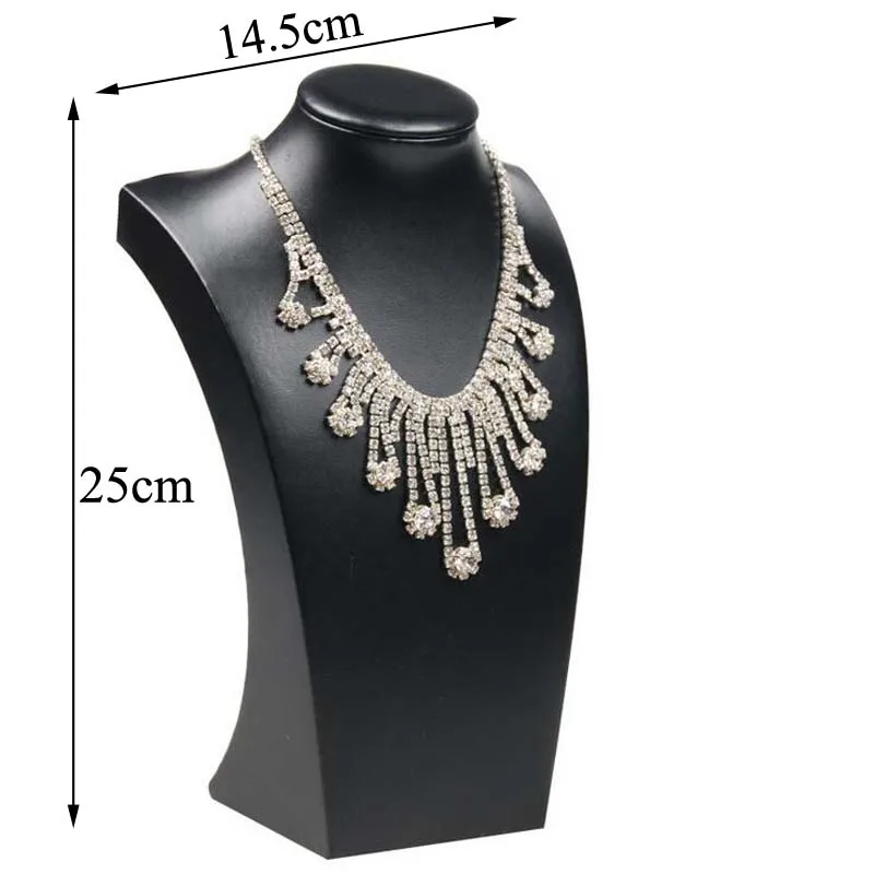 New Design Black PU Leather Jewelry Necklace Stand Pendants Display Bust Choker Holder Jewellery Rack Show 3 Options Model
