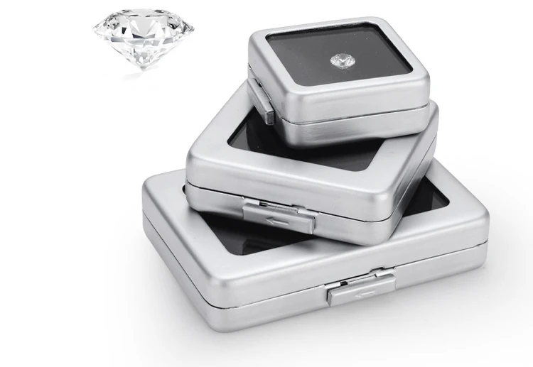 Metal Loose Diamond Jewelry Storage Box Slide Buckle Gemstones Display Organizer Case Glass Cover Jewellery Beads Gem Stone Jar
