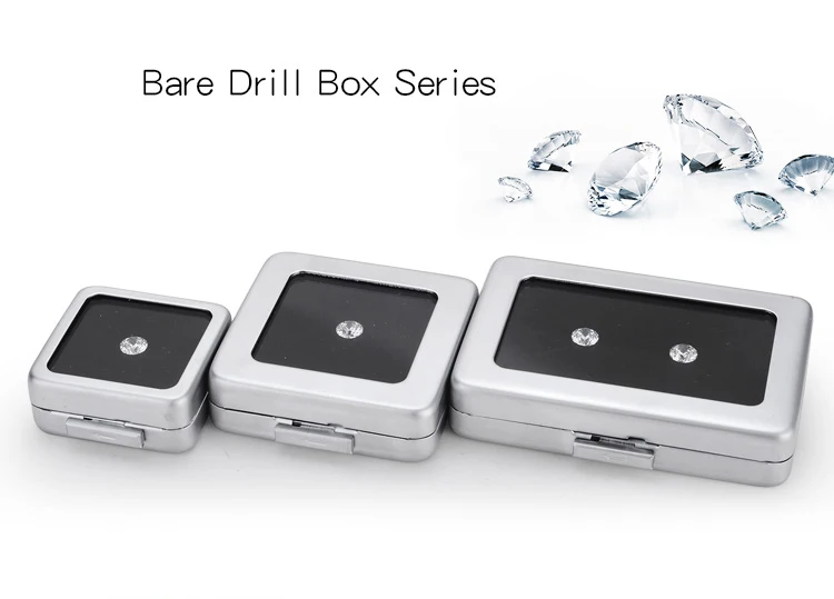 Metal Loose Diamond Jewelry Storage Box Slide Buckle Gemstones Display Organizer Case Glass Cover Jewellery Beads Gem Stone Jar