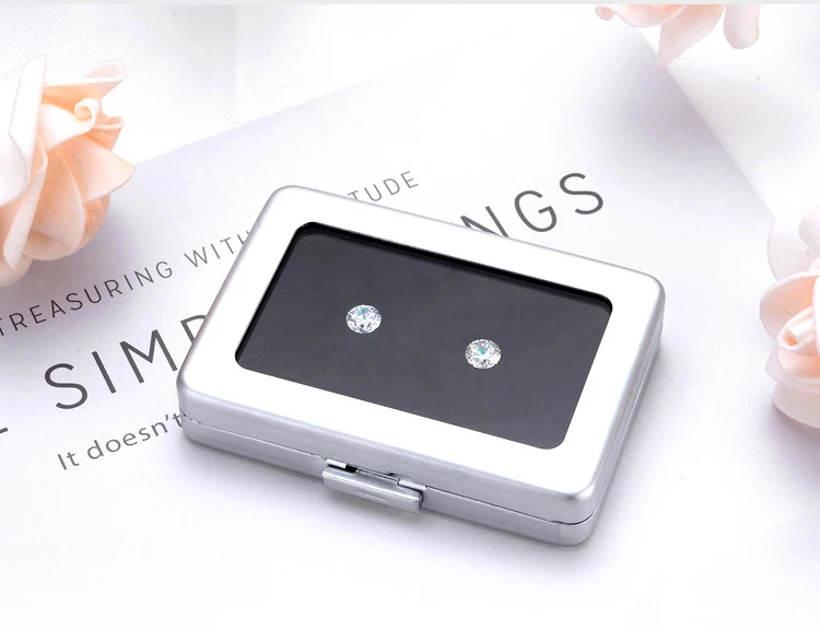 Metal Loose Diamond Jewelry Storage Box Slide Buckle Gemstones Display Organizer Case Glass Cover Jewellery Beads Gem Stone Jar