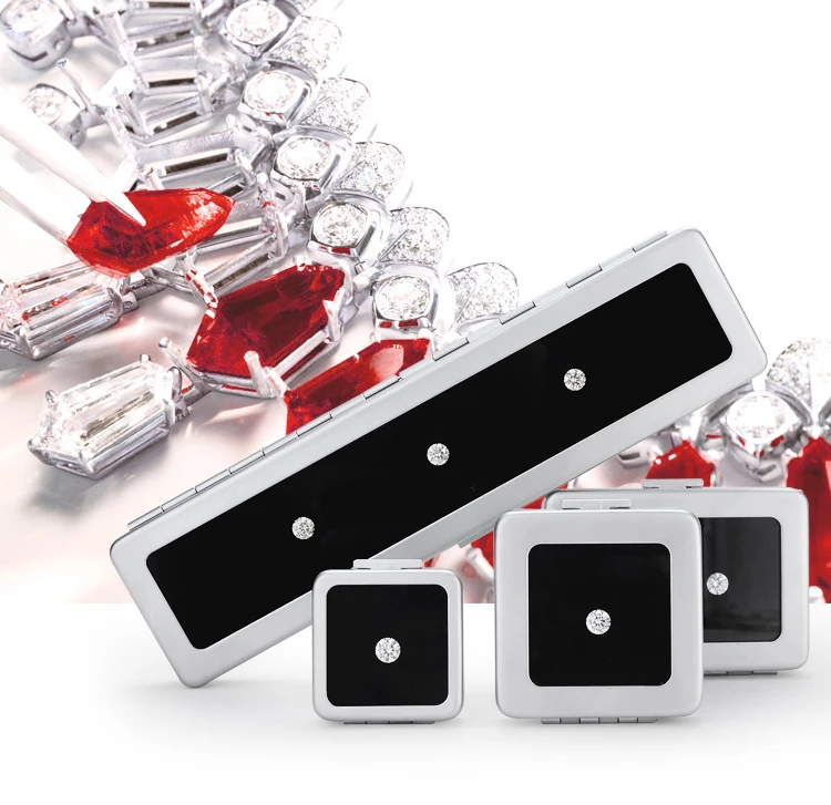 Metal Loose Diamond Jewelry Storage Box Slide Buckle Gemstones Display Organizer Case Glass Cover Jewellery Beads Gem Stone Jar