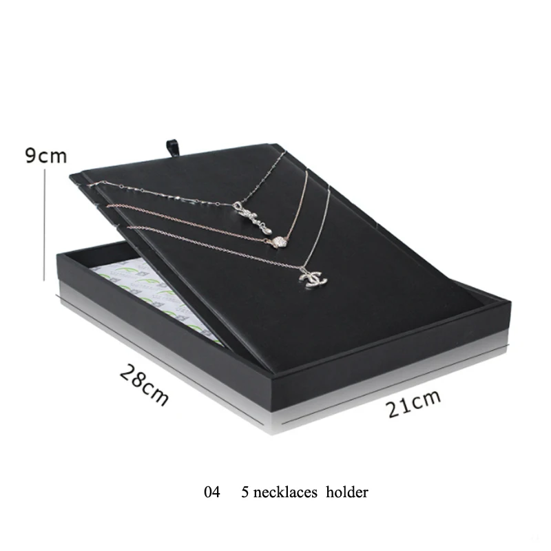 Brushed Black PU Necklace Jewelry Organizer Jewellery Display Ring Tray Earring Holder Various Models For Option Wholesale