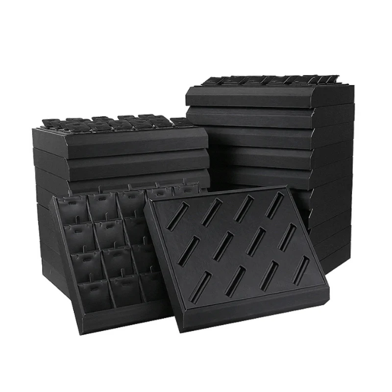 Brushed Black PU Necklace Jewelry Organizer Jewellery Display Ring Tray Earring Holder Various Models For Option Wholesale