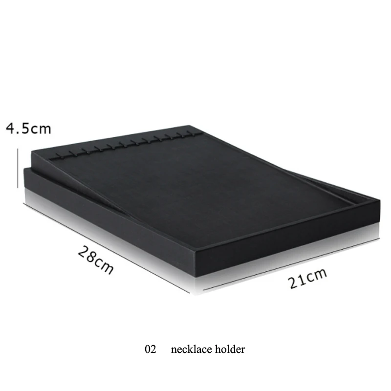 Brushed Black PU Necklace Jewelry Organizer Jewellery Display Ring Tray Earring Holder Various Models For Option Wholesale