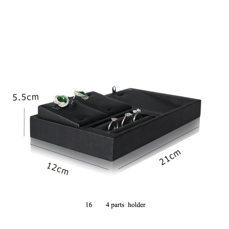 Brushed Black PU Necklace Jewelry Organizer Jewellery Display Ring Tray Earring Holder Various Models For Option Wholesale