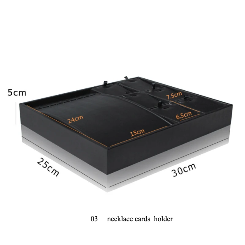 Brushed Black PU Necklace Jewelry Organizer Jewellery Display Ring Tray Earring Holder Various Models For Option Wholesale