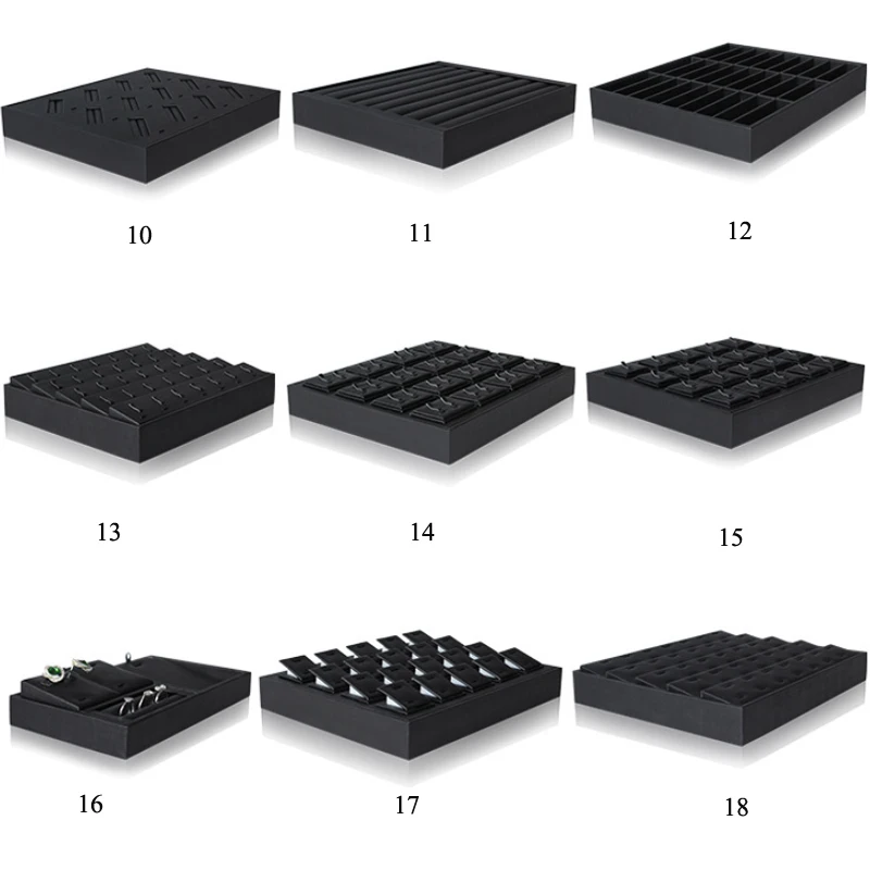 Brushed Black PU Necklace Jewelry Organizer Jewellery Display Ring Tray Earring Holder Various Models For Option Wholesale