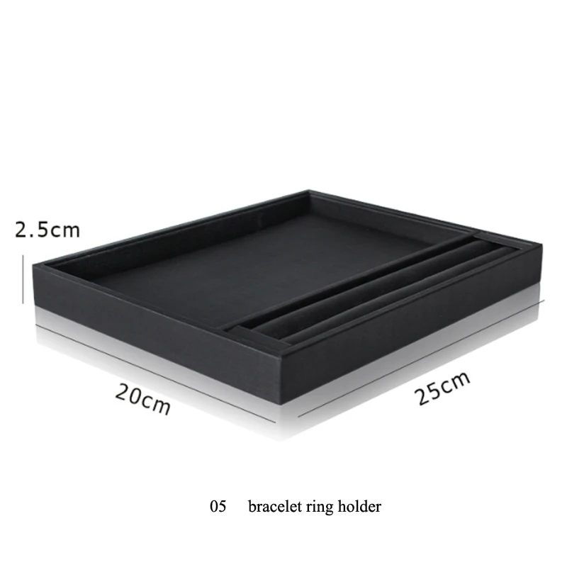 Brushed Black PU Necklace Jewelry Organizer Jewellery Display Ring Tray Earring Holder Various Models For Option Wholesale