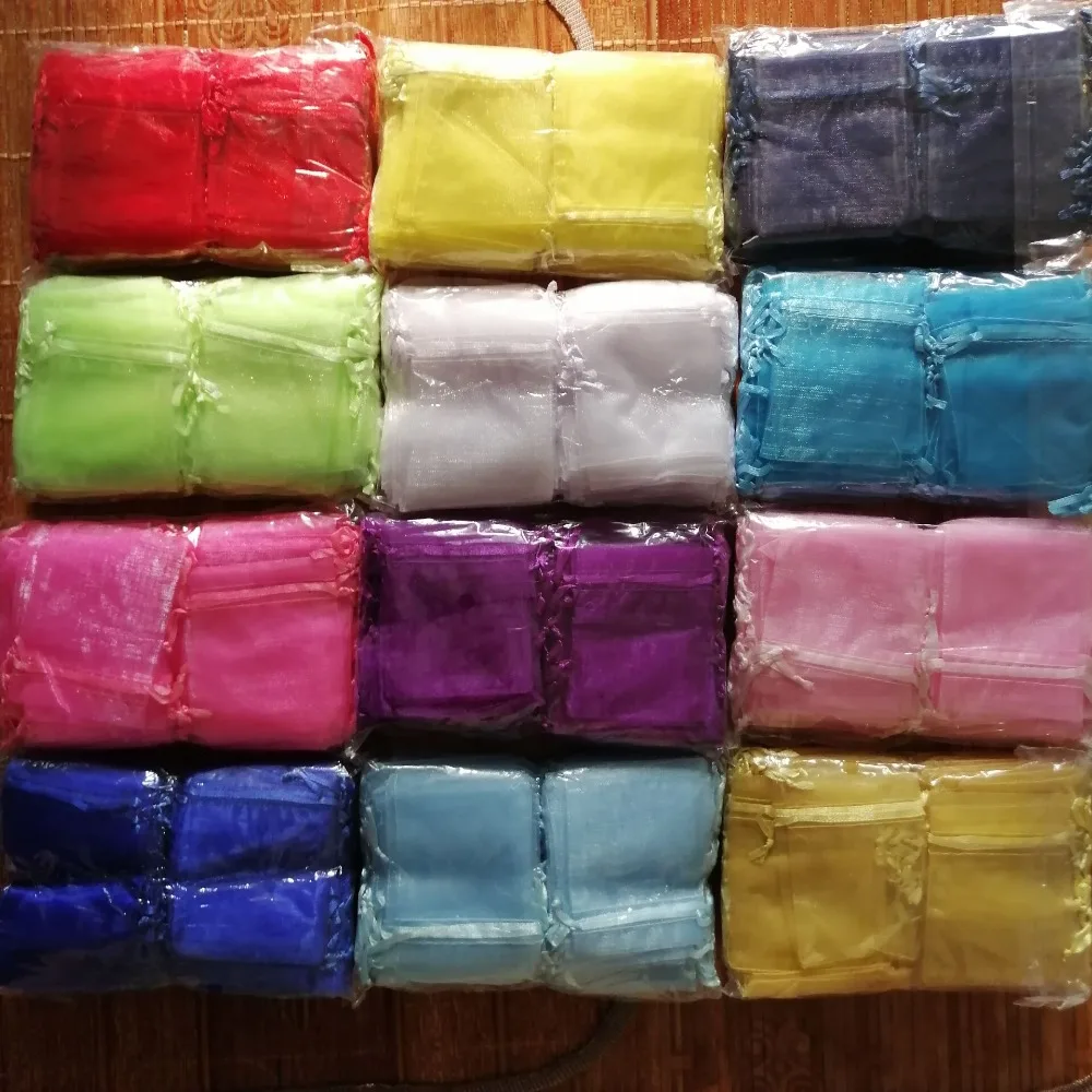 100 pcs/Lot White Organza Drawstrings Bags 7x9 9x12 10x15 13x18 15x20 20x30 30x40 35x50 cm Jewelry Gift Package Bags Yarn Pouch