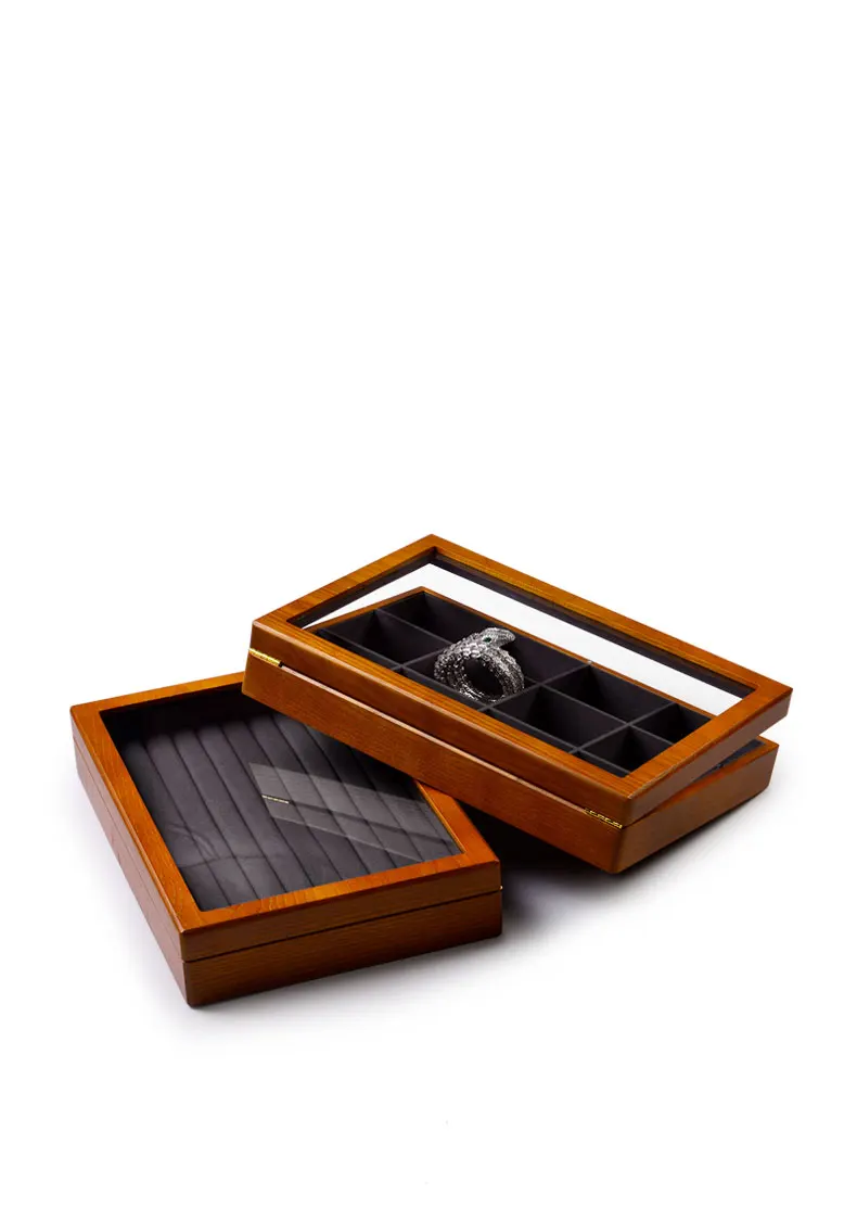 Oirlv Antique Wooden Jewelry Box Rings Necklaces And Bracelets Display Case Transparent Jewelry Storage Box; Jewelry Organizer