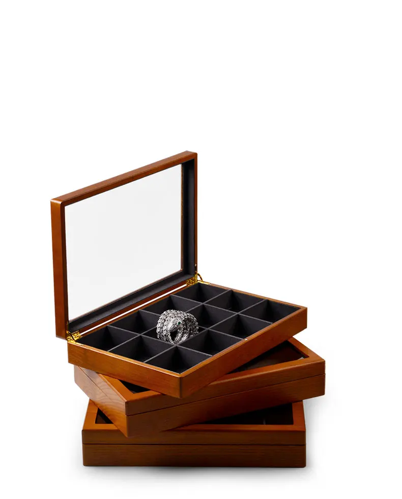 Oirlv Antique Wooden Jewelry Box Rings Necklaces And Bracelets Display Case Transparent Jewelry Storage Box; Jewelry Organizer