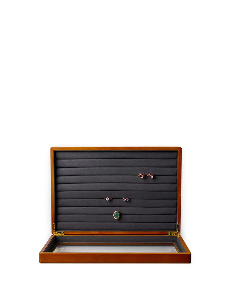 Oirlv Antique Wooden Jewelry Box Rings Necklaces And Bracelets Display Case Transparent Jewelry Storage Box; Jewelry Organizer