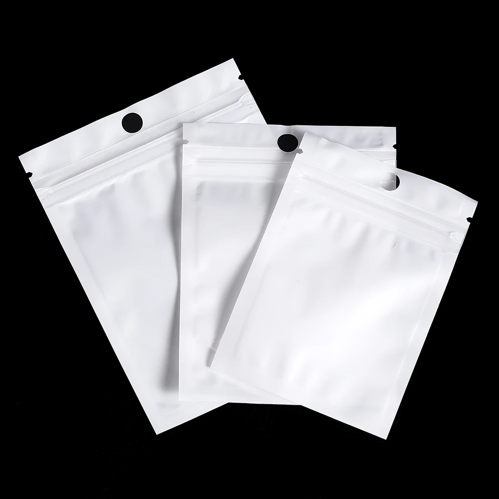 30/50/l00pcs White Jewelry Bags OPP Packing Zip Pouch For Jewelry Display Storage Small Bead Earring Packaging Supplies