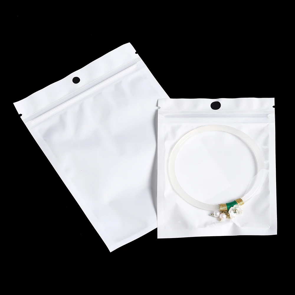 30/50/l00pcs White Jewelry Bags OPP Packing Zip Pouch For Jewelry Display Storage Small Bead Earring Packaging Supplies