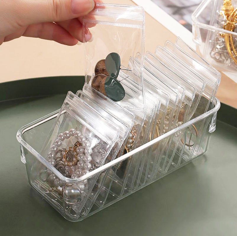 10/50Pcs Transparent PVC Jewelry Organizer Pouches Bags Anti-Oxidation Earring Pendant Necklace Bracelet Storage Holder Box