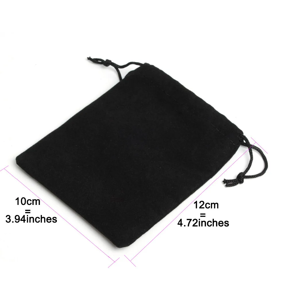 100pcs 12*10Cm Black Drawstring Velvet Pouch Jewelry Bags Bracelet Wedding New Year Christmas Party Ball Gift Bags sac cadeau