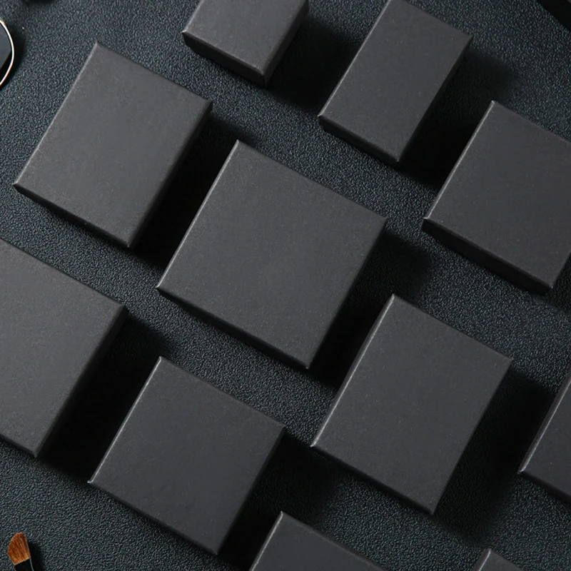 30pcs Black Kraft Jewelry Gift Box Cardboard Travel Ring Necklace Earring Packaging Organizer Boxes Case With Sponge Inside