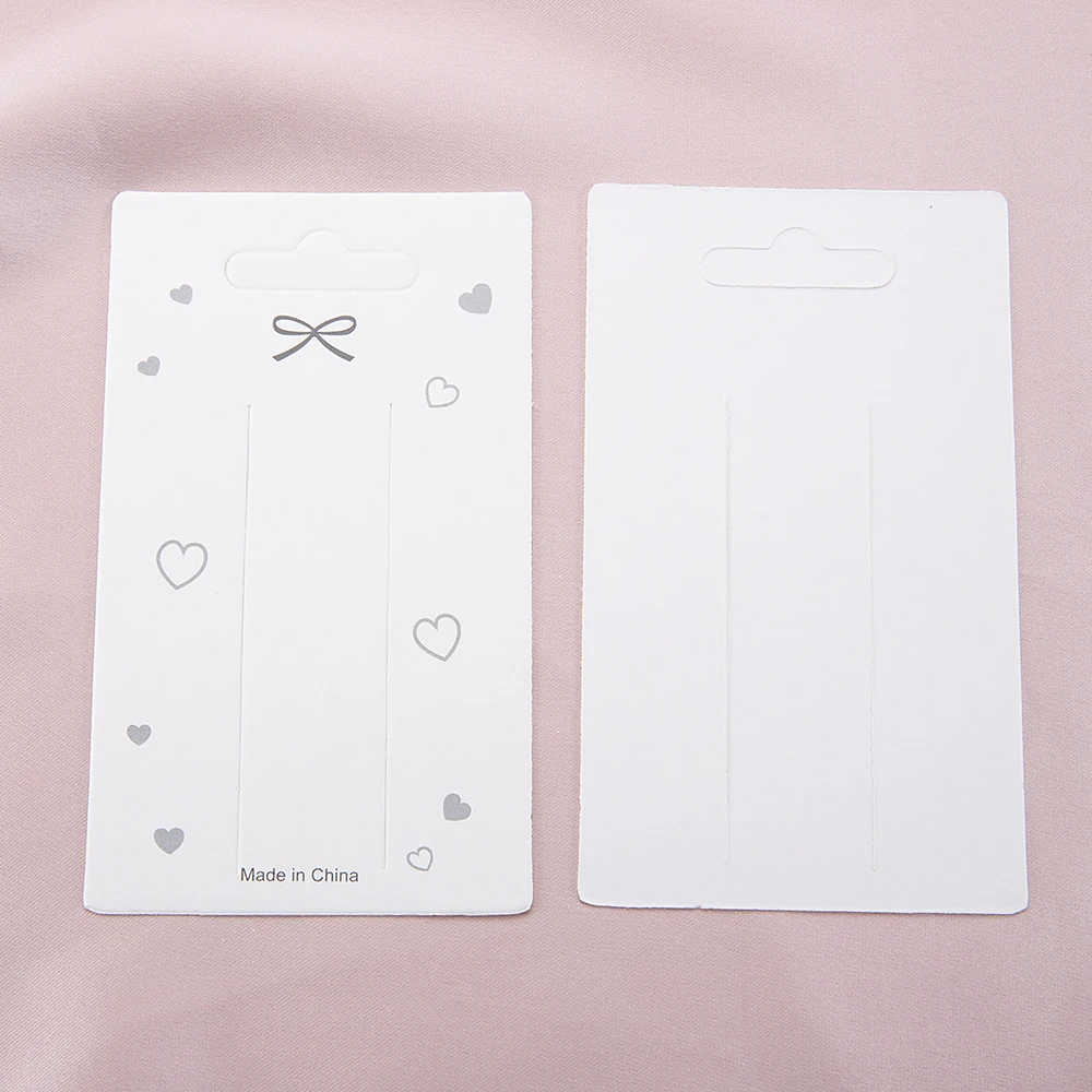 50pcs/lot 12x7cm White Bowknot Display Cards Kraft Paper Card for DIY Jewelry Hairpins Packaging Tags Retail Label