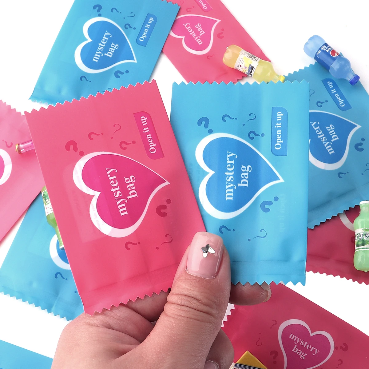 100-200pcs/lot Love Heart English Blind Bags New Empty Miniature Food Candy Toy Surprise Bag DIY Party Gift Packaging Bags
