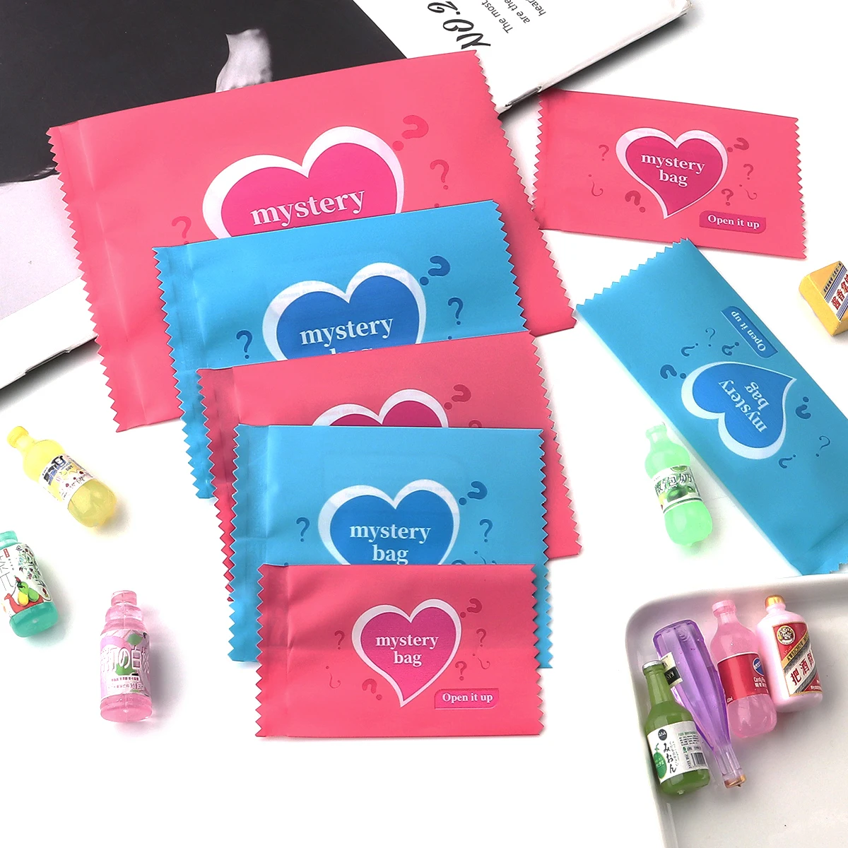100-200pcs/lot Love Heart English Blind Bags New Empty Miniature Food Candy Toy Surprise Bag DIY Party Gift Packaging Bags