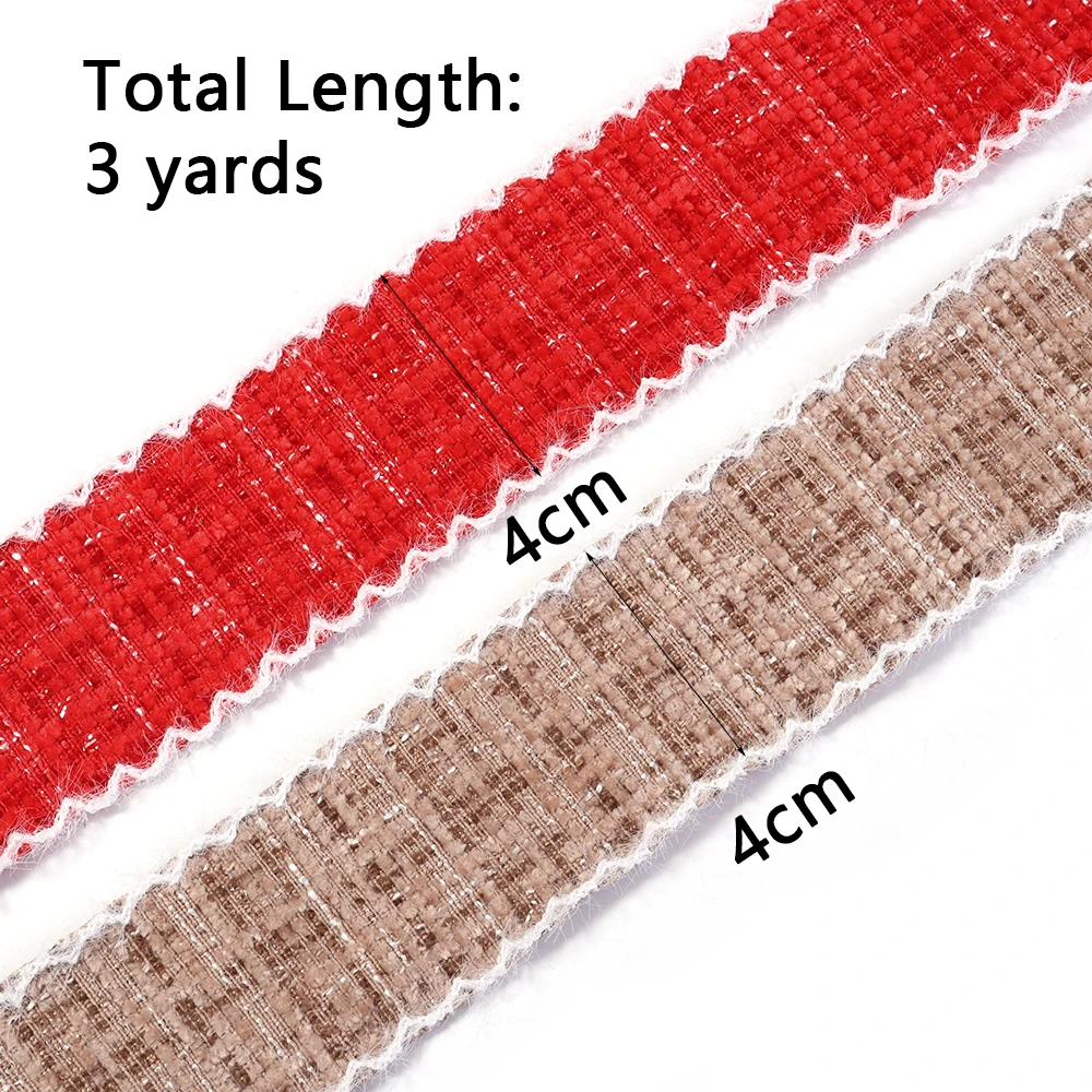 3Yards/Roll 4cm Tweed Style Plaid Fabric Ribbon Diy Handmade Bow Hair Accessory Material Flower Packaging Gift Color Band Weave