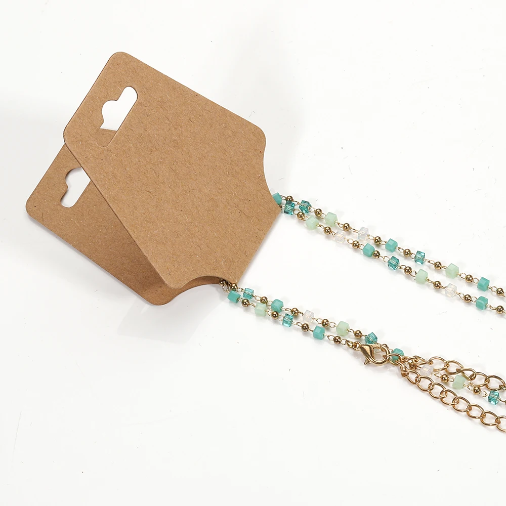 50pcs/lot 12x5cm Foldable Display Cards Necklace Bracelet Kraft Paper Card for DIY Jewelry Retail Cardboard Packaging Tags Label