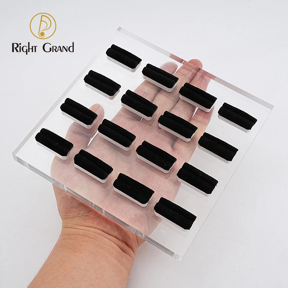 Clear Polished Acrylic Piercings Jewelry Display Stand Holder Showcase with Black Velvet 3/4/8/16 Holes Earrings Display