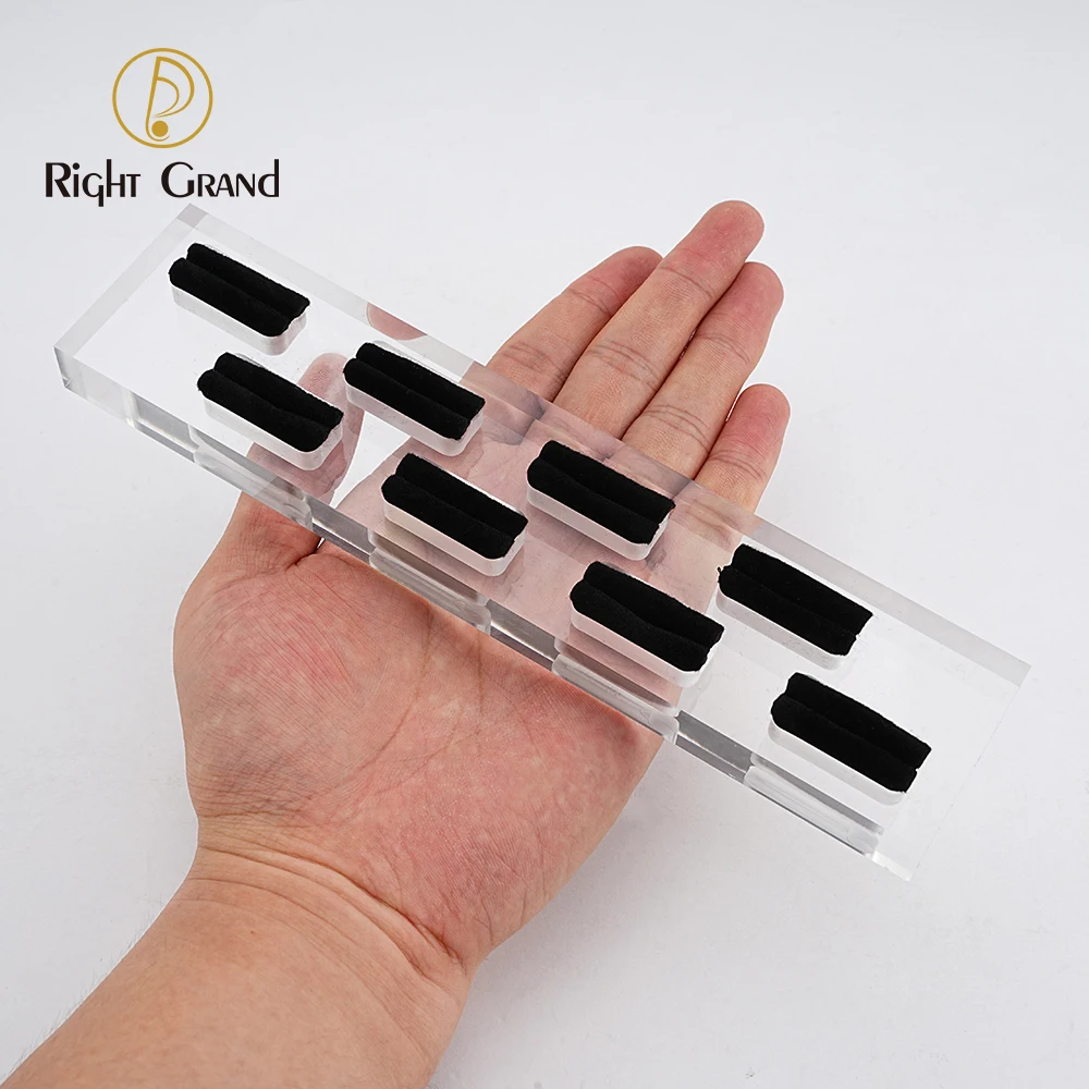 Clear Polished Acrylic Piercings Jewelry Display Stand Holder Showcase with Black Velvet 3/4/8/16 Holes Earrings Display