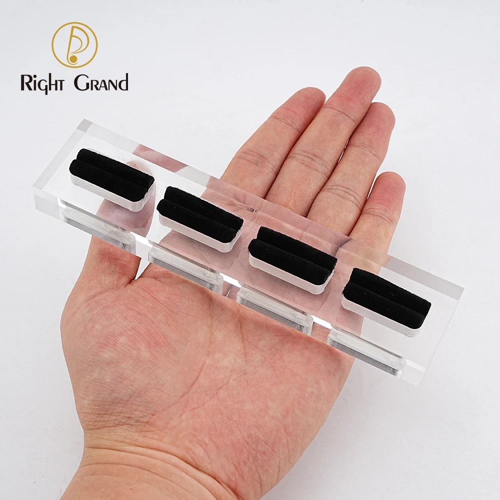Clear Polished Acrylic Piercings Jewelry Display Stand Holder Showcase with Black Velvet 3/4/8/16 Holes Earrings Display