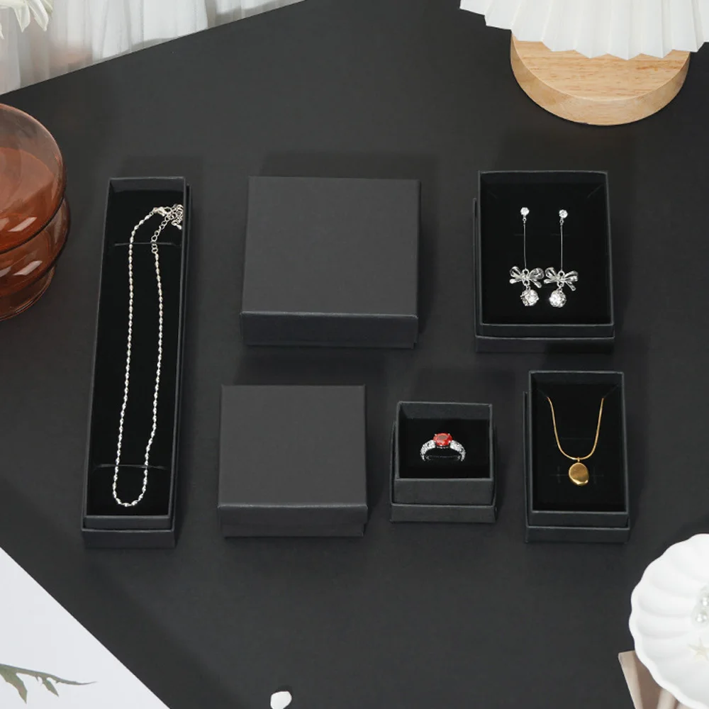10Pcs 5x5cm 5x8cm 7x9cm 9x9cm Jewelry Kraft Paper Box Cardboard Case For Boutique Earrings Studs Rings Necklace Pendant Bracelet