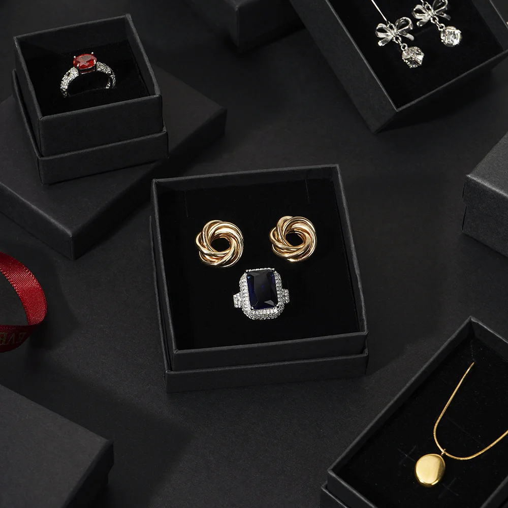 10Pcs 5x5cm 5x8cm 7x9cm 9x9cm Jewelry Kraft Paper Box Cardboard Case For Boutique Earrings Studs Rings Necklace Pendant Bracelet