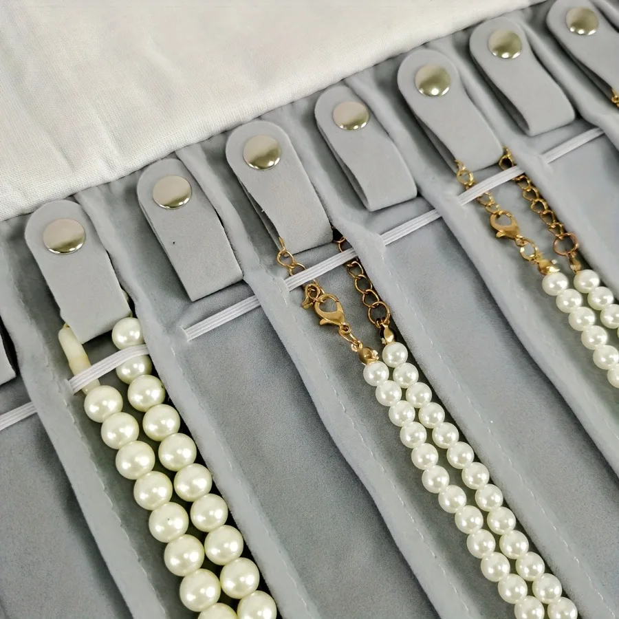 Travel Jewelry Necklace Display Holder Storage Bag Portable Chain Jewelry Roll Up Carrying Bag Case for Bracelet Gift organizer