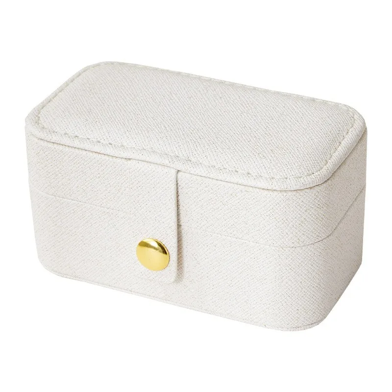 Mini Portable PU Leather Jewelry Box Travel Snap Earrings Ring Necklace Organizer Small Compact Jewelry Case