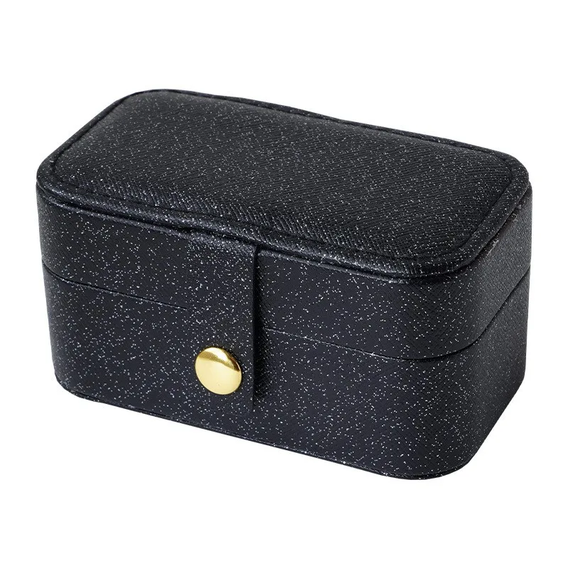 Mini Portable PU Leather Jewelry Box Travel Snap Earrings Ring Necklace Organizer Small Compact Jewelry Case