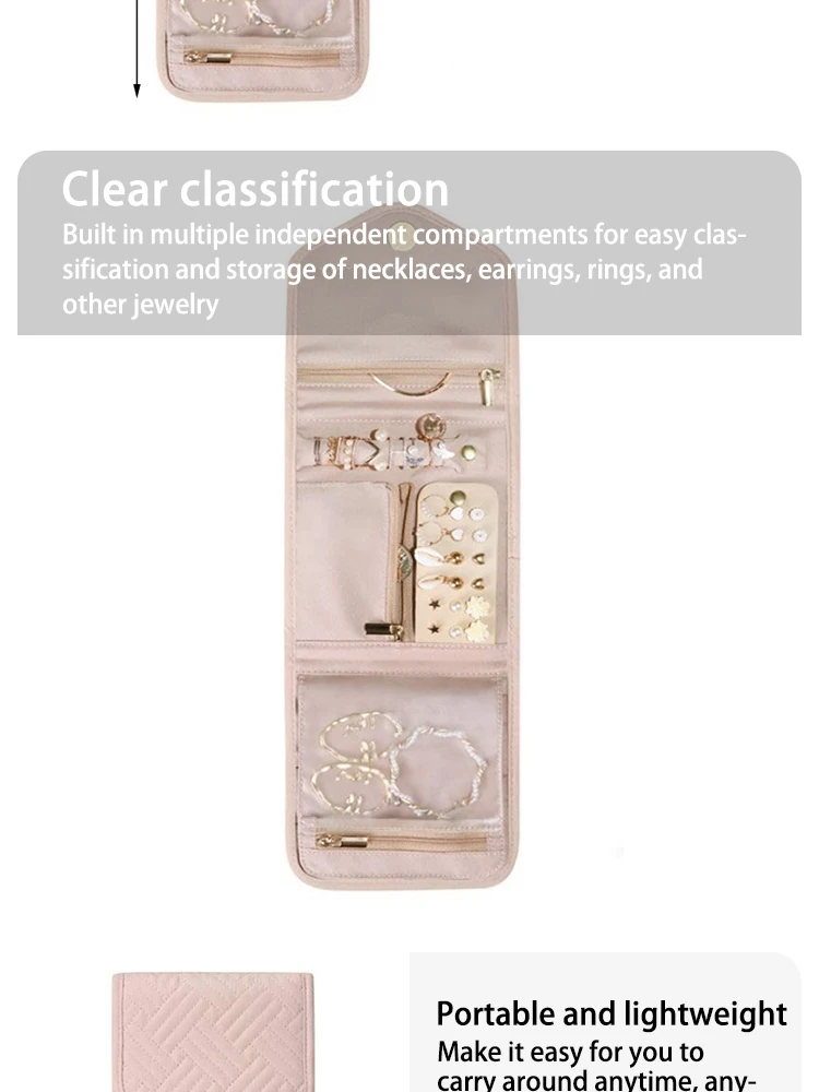Foldable Jewellery Roll Convenient Jewellery Organiser Jewellery Bag Cosmetic Bag Jewellery Display Travel Home Folding Bag