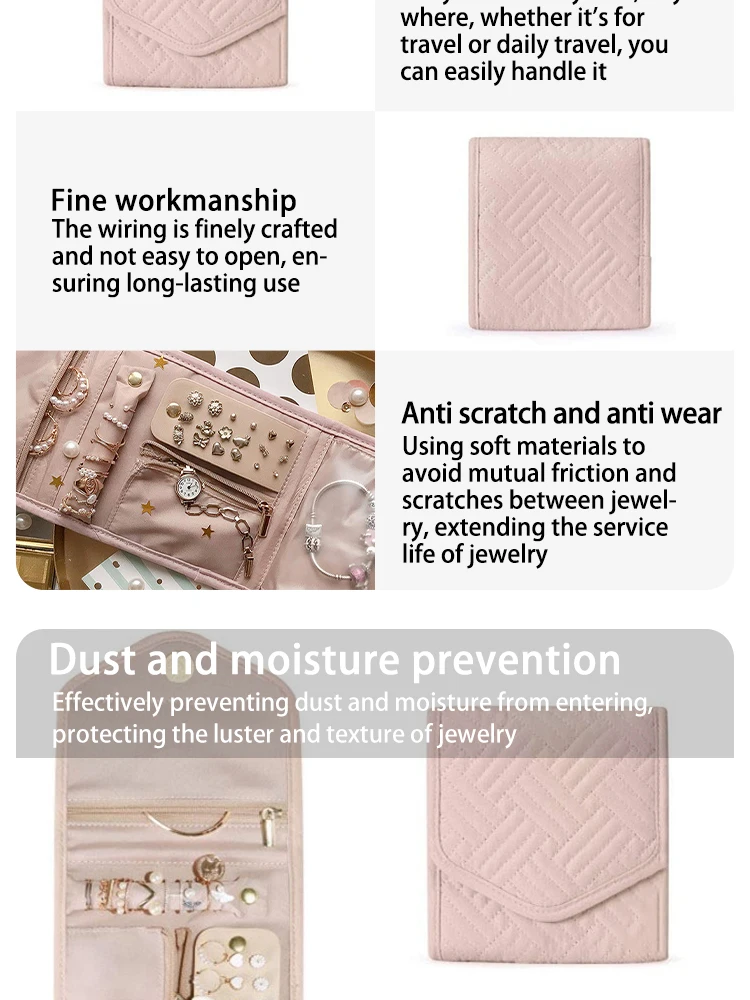 Foldable Jewellery Roll Convenient Jewellery Organiser Jewellery Bag Cosmetic Bag Jewellery Display Travel Home Folding Bag